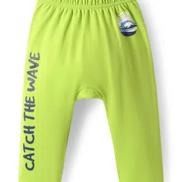 Babyoye 100% Cotton Interlock KnitWith Eco Jiva Finish Full Length Diaper Leggings Watermelon Print Pack of2 - Limegreen & White image 4