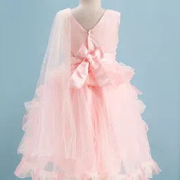 Mark & Mia Woven Sleeveless Layered Party Dress with Pearl Cape & Frill Detailing - Peach image 4