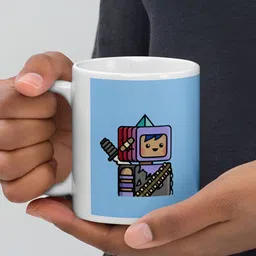 Mr UVD White & Blue Graphic Printed Ceramic Matte Mug 350 ml image 2