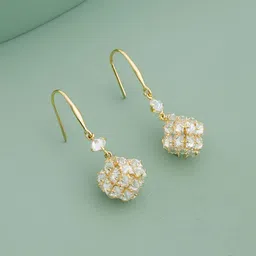 Kushal's Fashion Jewellery Gold-Plated Zircon Studded Classic Drop Earrings-picture-31