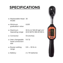 KUSAM-MECO Digital Torque Wrench 30 n.m Operating Range Advanced Technology, KM-NGM-30 image 3