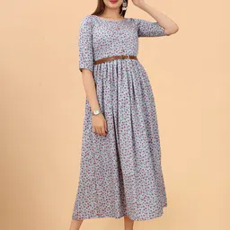 Moda Rapido Women's Floral Print Crepe Fit & Flare Midi Dress image 1