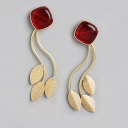 Anouk Gold Plated Beaded Leaf Shaped Drop Earrings-picture-43