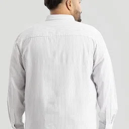 Snitch Men Plus Size Striped Smart Slim Fit Opaque Formal Shirt image 4