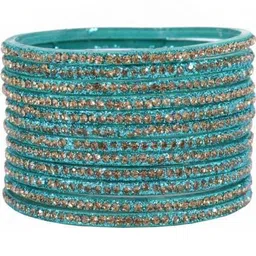 poshing Set Of 12 Beige Glass Artificial Stones & Beads Bangles image 3