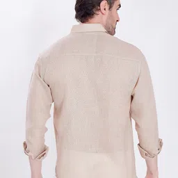 THE BEETEL HOUSE Men Solid Spread Collar Linen Casual Shirt image 3