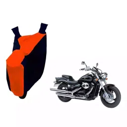 Auto Pearl Waterproof Two Wheeler Cover For Suzuki Intruder M800 (Orange & Blue)-picture-18