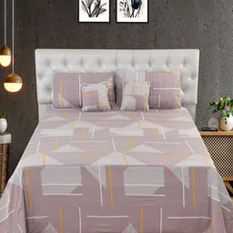 MORADO Brown Printed Cotton Double Bedsheet With 2 Pillow Cover & 2 Cushion Filler-image-19