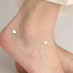 clara 925 Sterling Silver Heart Anklet Payal (Single) | Adjustable Chain | Gift for Women and Girls image 4