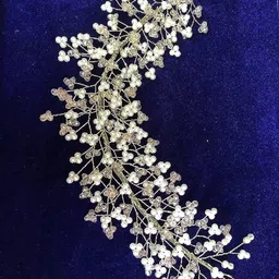 truvic Stylish Crystal Pearl Hair Vine Tiara Hair Accessory | Hair Vines for Girls Bridal Hair Accessories | Tiara For Women Wedding Party Bridal Fancy Hair Clip image 4