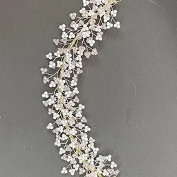 truvic Stylish Crystal Pearl Hair Vine Tiara Hair Accessory | Hair Vines for Girls Bridal Hair Accessories | Tiara For Women Wedding Party Bridal Fancy Hair Clip image 2