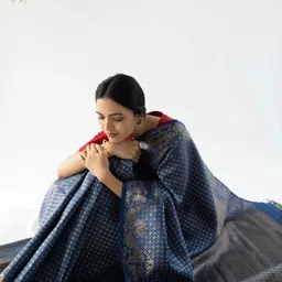 CANIZZARO Ethnic Motifs Zari Silk Blend Banarasi Saree image 2