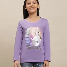 Kidsville Disney Princess Featuring Full Sleeves Frozen Printed Tee - Purple-picture-37
