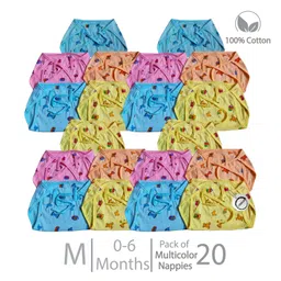 chrish Chirsh Newborn Cloth Diapers/Nappies Cotton Cloth Nappies With String Pack of 20 (0-6 Months) Medium- Multi Color-picture-18
