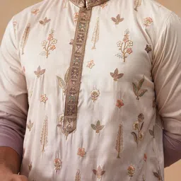 Jompers Men Ethnic Motifs Embroidered Ombre Thread Work Straight Kurta image 2