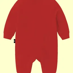 The Peppy Tend 100% Cotton Full Sleeves Its My 1st Birthday Text Printed Romper - Red image 3
