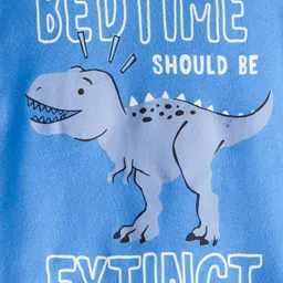 Carter's Knit Full Sleeves Co-ord Night Suits Set With Dino Print Pack of 2 - Blue & White image 3