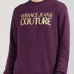 Versace Jeans Couture Men Typography Printed Long Sleeves Pure Cotton Sweatshirt-image-81