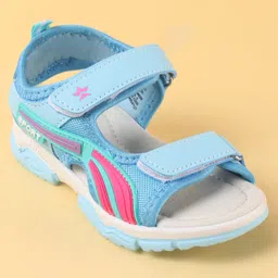 Cute Walk by Babyhug Velcro Closure Sandals with Tape & Text Applique - Blue image 3