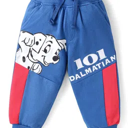 Babyhug Disney Terry Knit Full Sleeves T-Shirt & Jogger Pant Set with 101 Dalmatians Graphic & Quilt Detailing - Red & Blue image 4