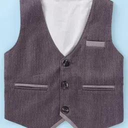 Robo Fry Lycra Knit Full Sleeves Solid Colour 3 Piece Party Suit with Bow & Hat - Charcoal Grey image 4