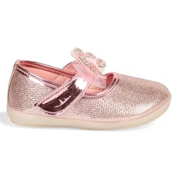 Lil Lollipop Bow Applique Detailed & Rhinestones Embellished With Velcro Closure Mary Jane Ballerinas - Pink image 5