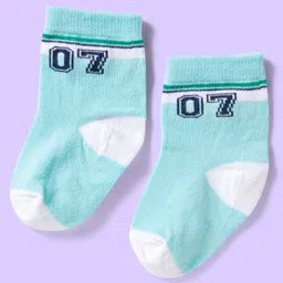 Cute Walk by Babyhug Ankle Length Antibacterial Socks With Stripes Pack Of 3 - White & Aqua image 4