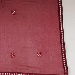 Karthav Fashion Floral Embroidered Mirror Work Chiffon Barfi Dupatta image 2