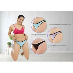 ORLIZEA Pack of 3 Women Low-Rise Cotton Blend Thongs image 2