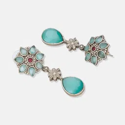 Fabindia Artificial Stones Studded Teardrop Shaped Drop Earrings image 2
