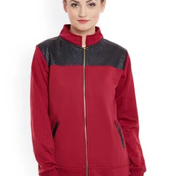 Belle Fille Women Maroon Solid Jacket image 1