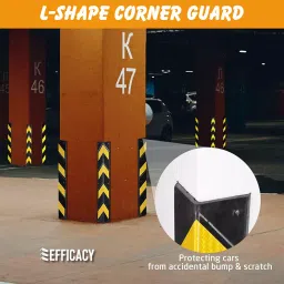 EFFICACY Rubber Parking Safety Pillars Guard 800 mm L-Shaped Corner Protectors with Black and Yellow Diagonal Strips (Set of 5) image 4