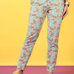 V-Mart Women Printed Mid-Rise Cotton Regular Trousers-image-34