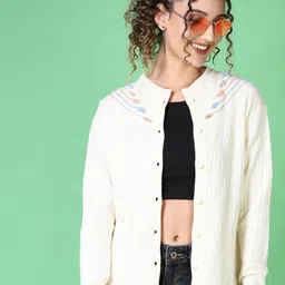 V-Mart Women Cotton Round Neck Long Sleeves Cardigan-picture-23