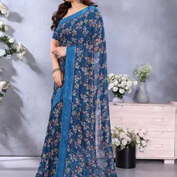 Moda Rapido Floral Poly Georgette Designer Saree image 3