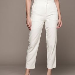 Label Ritu Kumar High-Rise Tapered Fit Pleated Cropped Trousers-picture-31