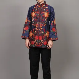 Exotic India Women Floral Crop Open Front Jacket with Embroidered image 5