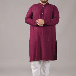 SOJANYA PLUS Men Embroidered Regular Sequinned Pure Cotton Kurta with Churidar-picture-47