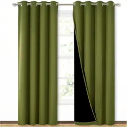 BFAM Green Set of 2 Black Out Long Door Curtain-picture-19