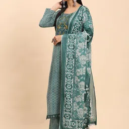Mamicha Women Printed Regular Pure Cotton Kurta with Palazzos & With Dupatta image 3