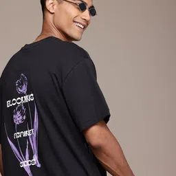 WROGN Printed Drop-Shoulder Sleeves Pure Cotton Oversized T-shirt-picture-21