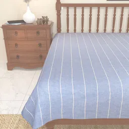 Myntra Elegant Homes Blue & White Striped 180 TC Cotton Single Bedsheet 1.5 m x 2.4 m-picture-18