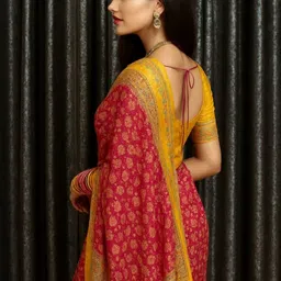 ROFOLO Floral Mirror Work Pashmina Handloom Patola Saree-picture-21