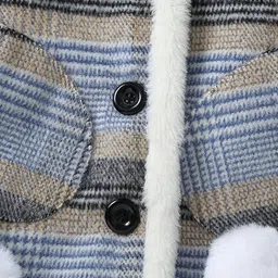 Hopscotch Kids Girls Striped Blue Hooded Long Coat image 3