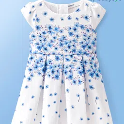 Babyoye Cap Sleeves  Floral Printed Frock - White-picture-20
