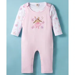ToffyHouse Knitted Full Sleeves Dungaree Style Romper Butterfly Print & Embroidery - Pink-picture-26