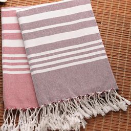 Myntra Elegant Homes Multicoloured 2 Striped Cotton 210 GSM Bath Towel-picture-32