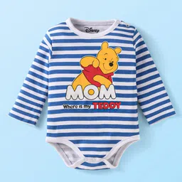 Babyhug Disney Interlock Knit Half Sleeves Winnie The Pooh Printed Onesies Pack of 3 - Red White & Blue image 2