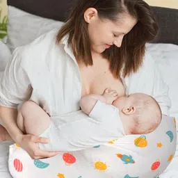 VOIDROP Baby Breast Feeding Pillow, Nursing Pillow U Shaped Pillow Helper for Mother and Baby Pillow with Detachable Cover with Moon & Start Print image 2