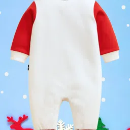 The Peppy Tend 100% Cotton Knit Christmas Theme Raglan Full Sleeves My First Christmas Text Printed Romper - White & Red image 3